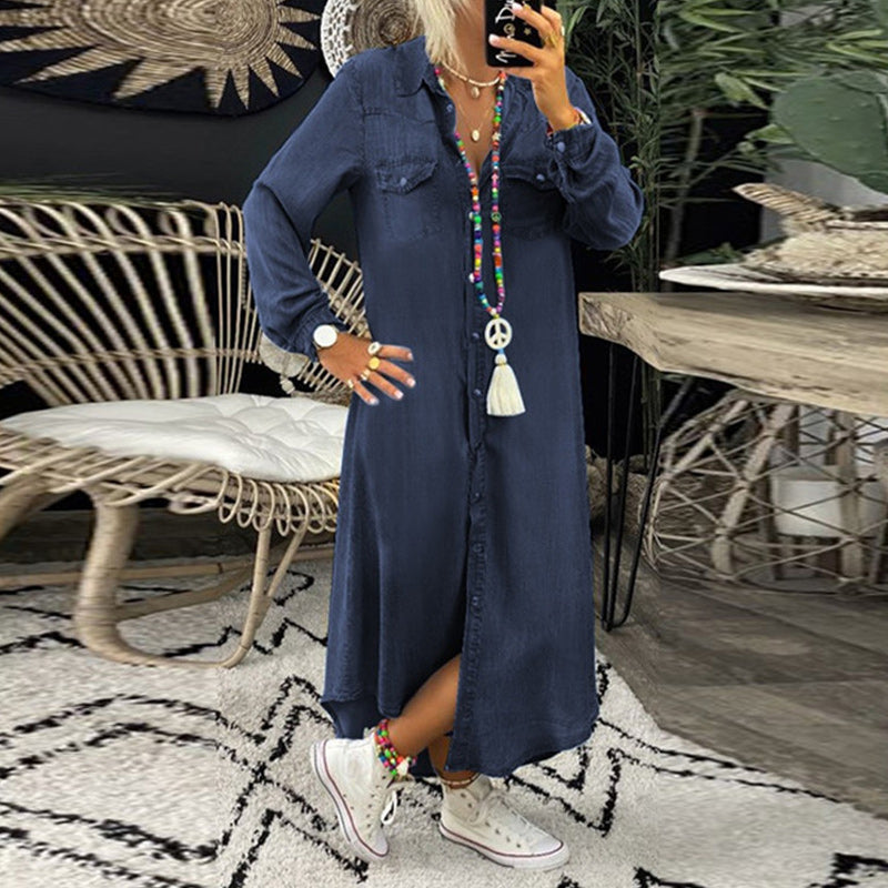 Adeline | Denim Shirt Dress" can be rewritten as "Adeline | Casual Denim Shirt Dress.