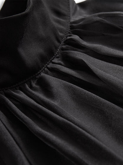 Elegant Black Chiffon High Neck Blouse