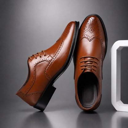 Lucas - Men's Classic Oxford Dress Shoes with Brogue Detailing