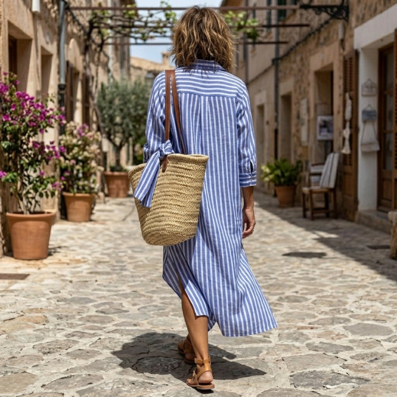 Victoria - Elegant Striped Summer Dress
