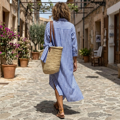 Victoria - Elegant Striped Summer Dress
