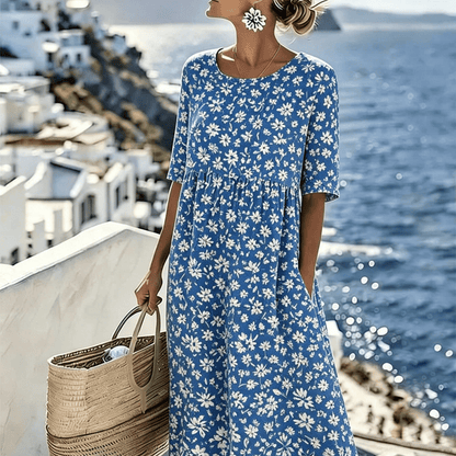 Grace™ - Elegant Midi Dress with Summer Flowers