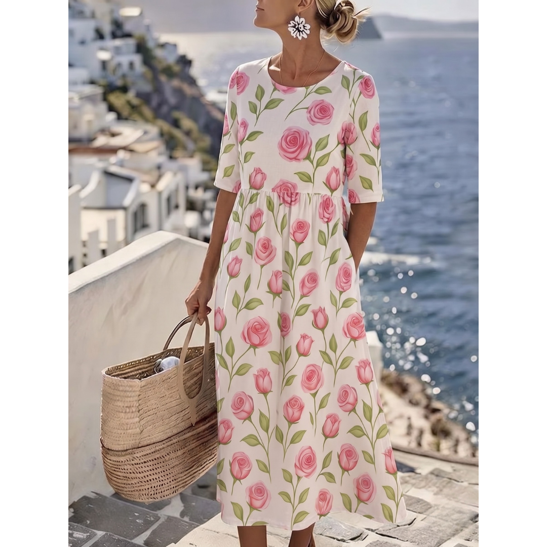 Sophia™ - Elegant Floral Midi Summer Dress