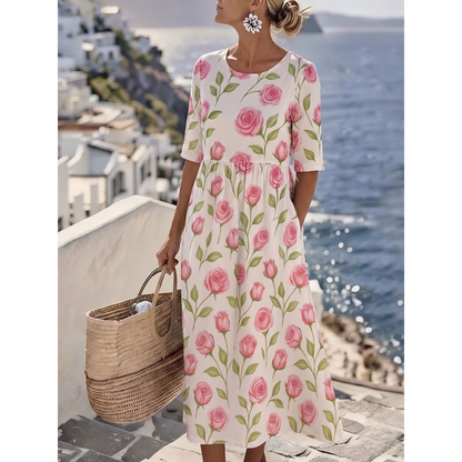 Sophia™ - Elegant Floral Midi Summer Dress