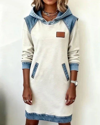 Alexa | Comfy Two-Tone Hooded Dress
