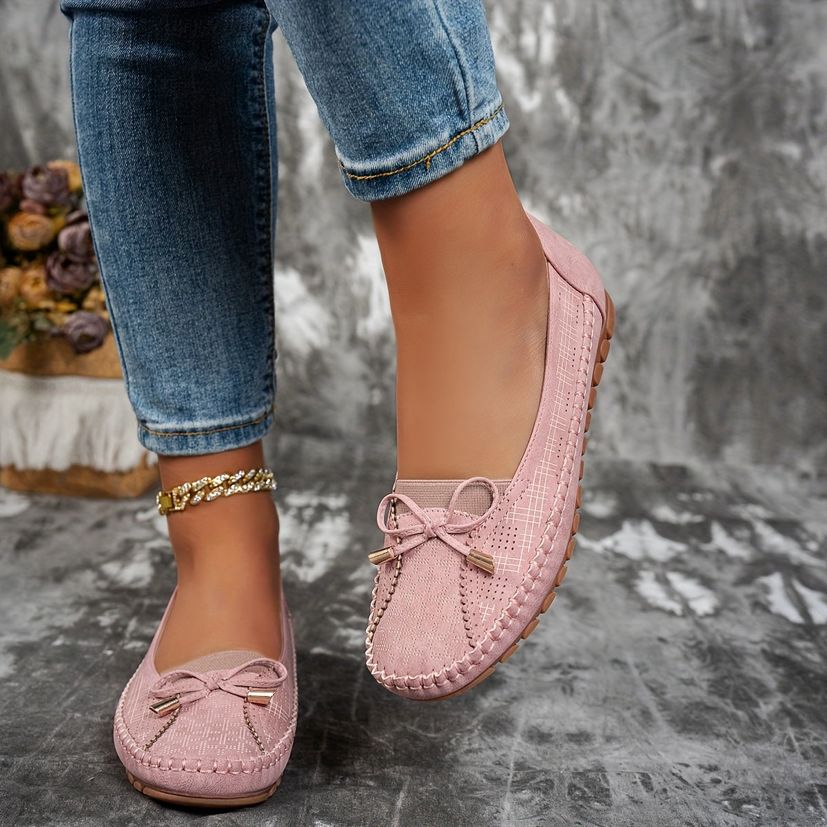 Sabina Bow-Embellished Soft Moccasins