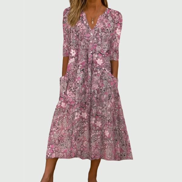 Evelyn | Elegant Midi Dress Featuring Pockets