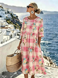 Pink Gingham Floral