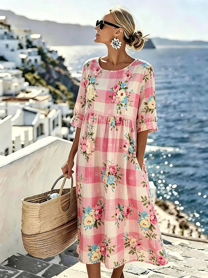 Poppy™ | Midi Dress Vichy Rose Garden