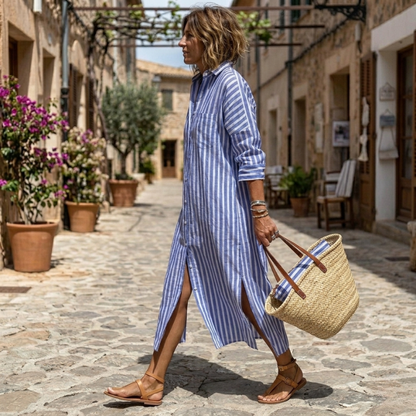 Victoria - Elegant Striped Summer Dress