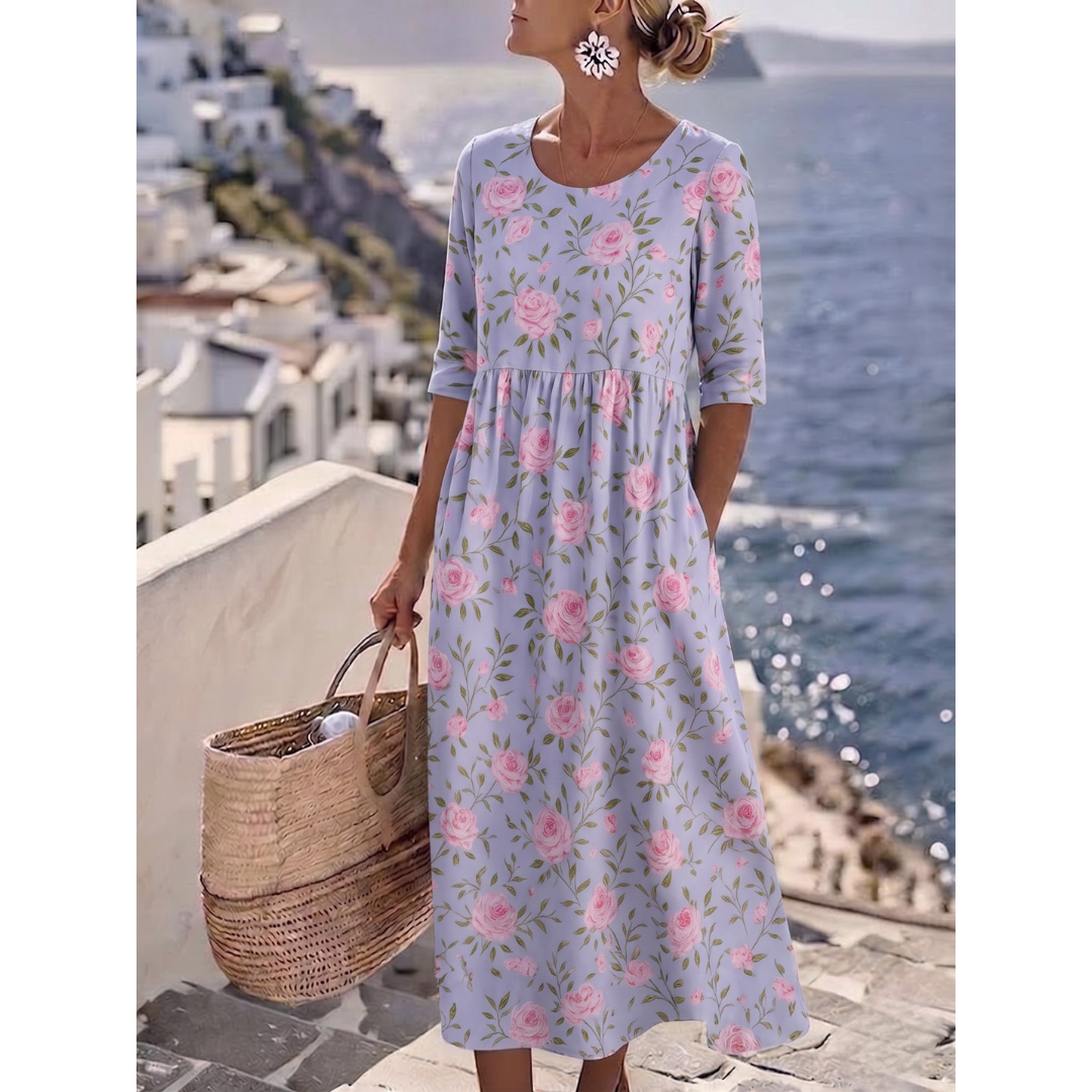Sophia™ - Elegant Floral Midi Summer Dress