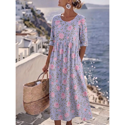 Sophia™ - Elegant Floral Midi Summer Dress