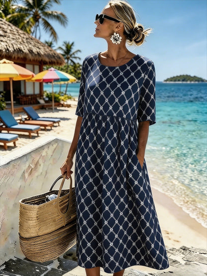 Nadia™ | Midi Dress Coastal Elegance