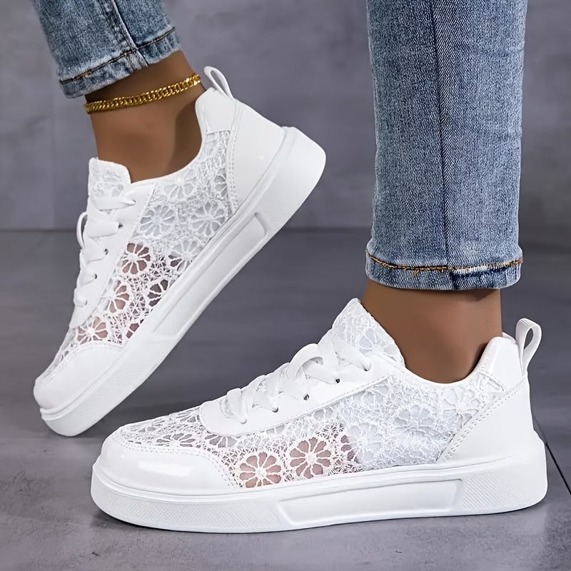 Breathable Lace Floral Comfort Sneakers