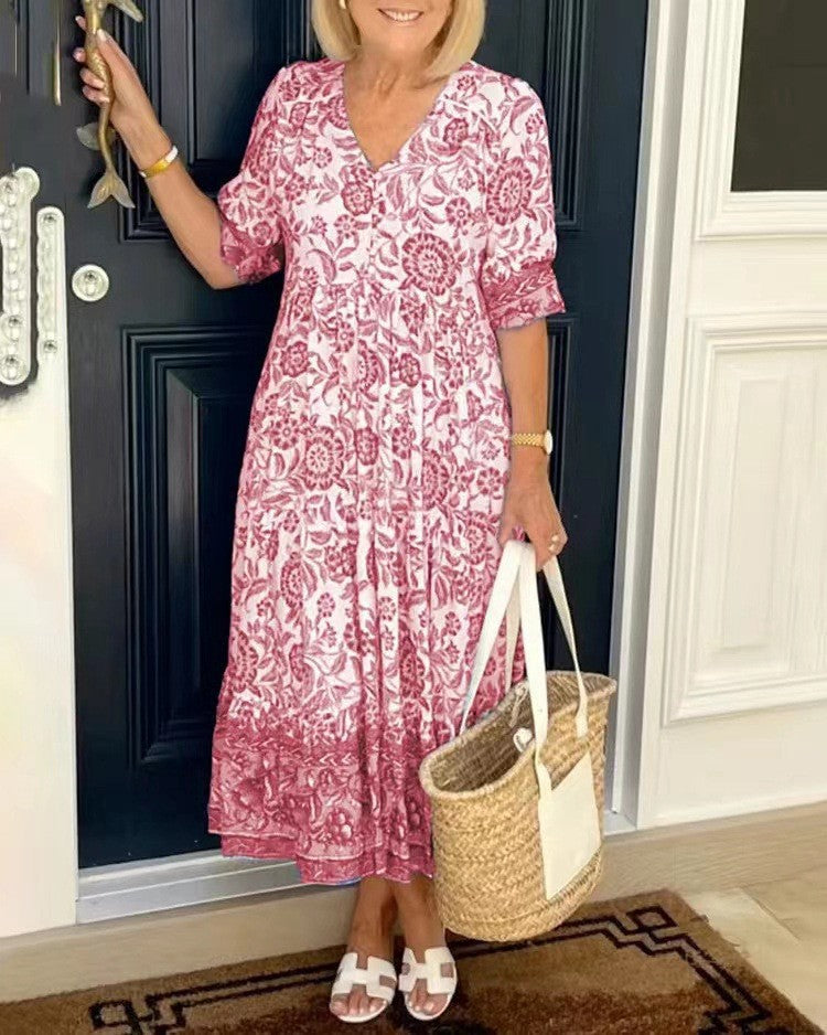 Ellie | Elegant V-Neck Floral Gown