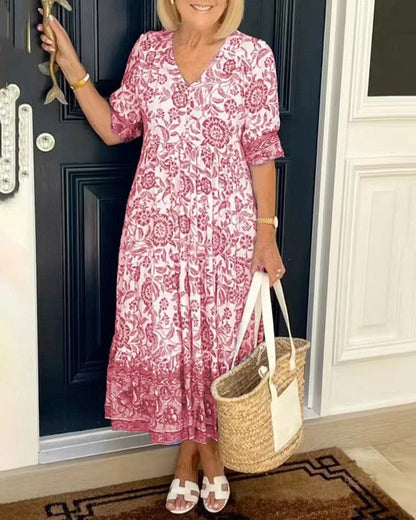 Ellie | Elegant V-Neck Floral Gown