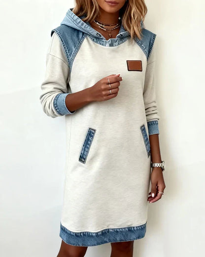 Alexa | Comfy Two-Tone Hooded Dress