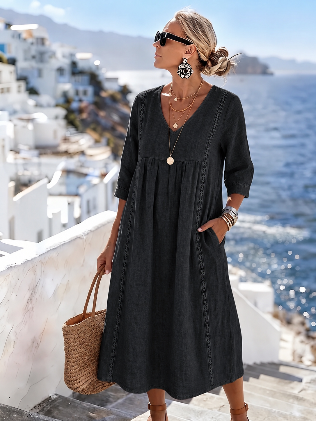 Helena - Casual and Loose Patchwork Lace Dress
