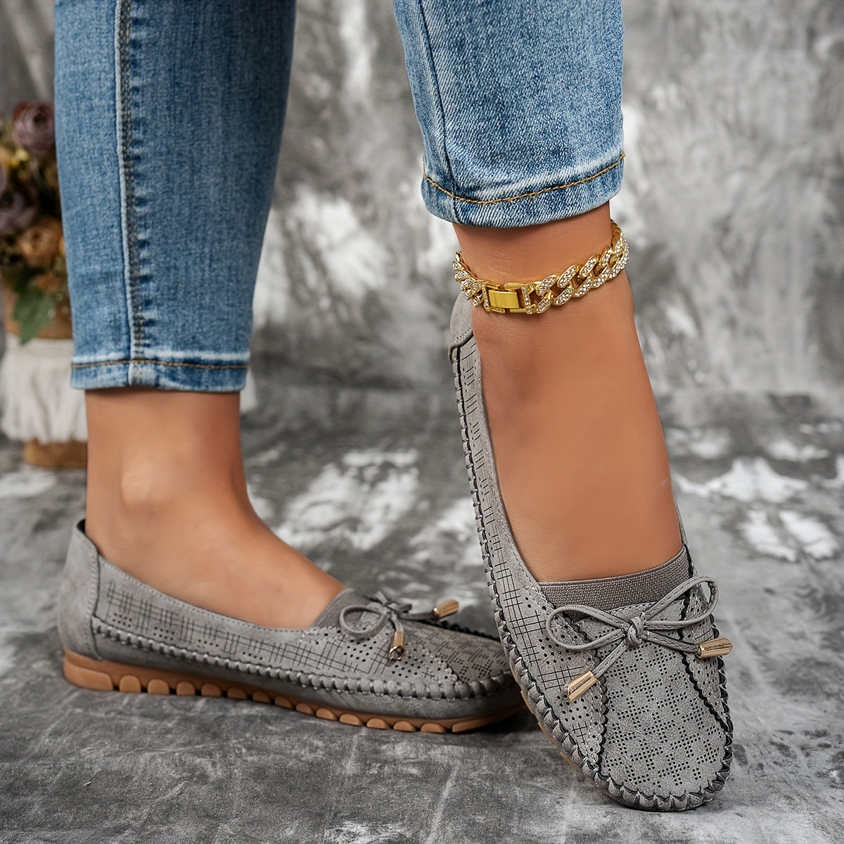Sabina Bow-Embellished Soft Moccasins