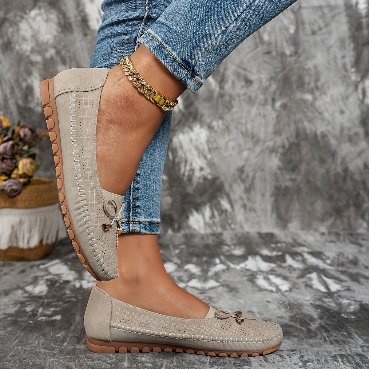 Sabina Bow-Embellished Soft Moccasins