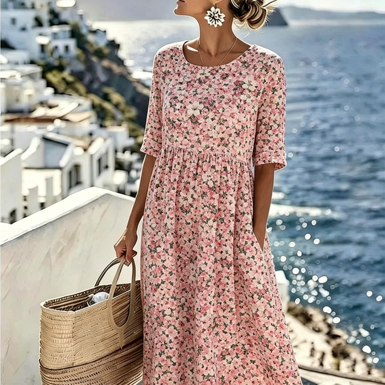 Charlotte™ - Elegant Floral Midi Summer Dress