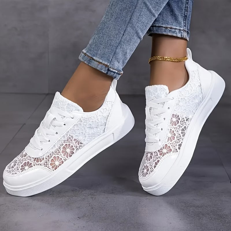 Breathable Lace Floral Comfort Sneakers