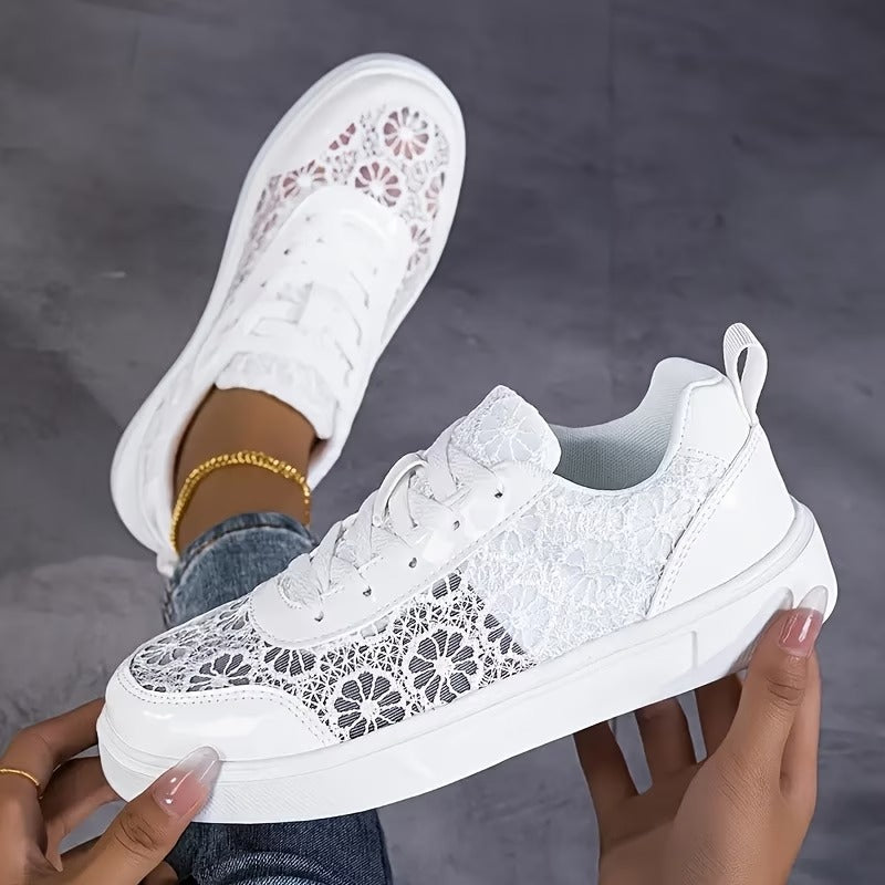 Breathable Lace Floral Comfort Sneakers