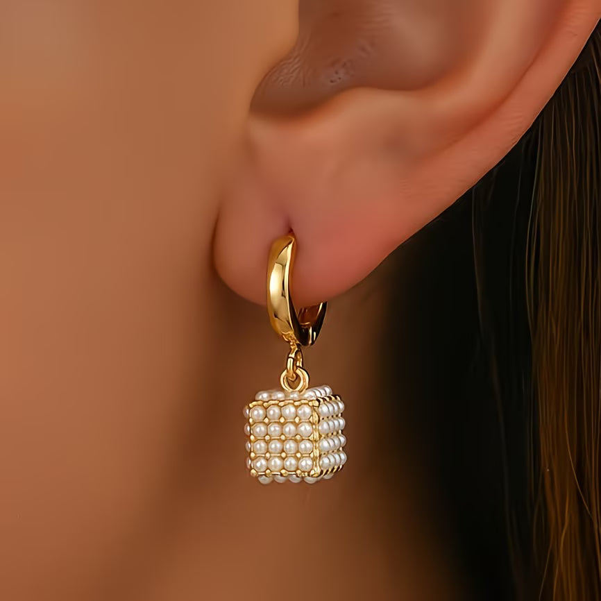 Pearl Cube Earrings