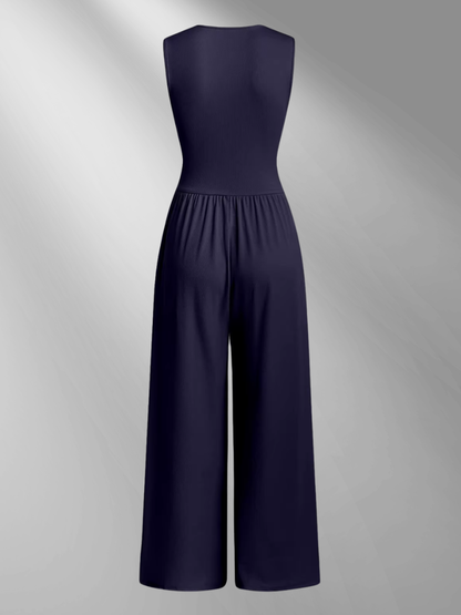 CHARITY | Textured Chic Sleeveless Wide-Leg Jumpsuit