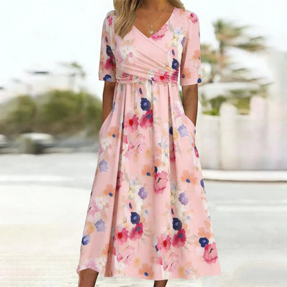Janine- Short Sleeve Floral Dress