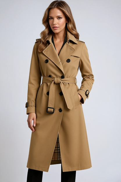 Clara | Stylish Double-Breasted Trench Coat with Belt