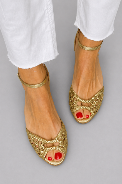 Isadora | Braided Gold Sandals
