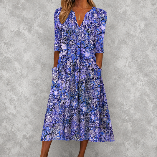 Evelyn | Elegant Midi Dress Featuring Pockets