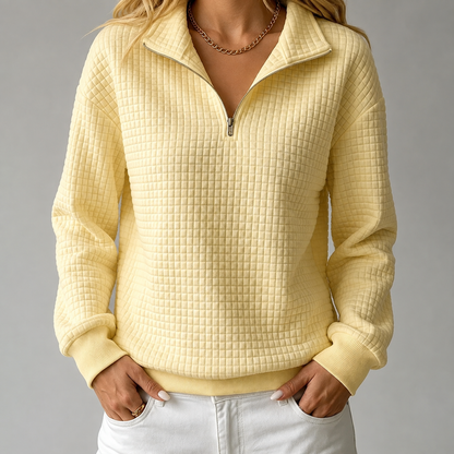 Elowen | Waffle-Knit Quarter-Zip Sweatshirt for Women