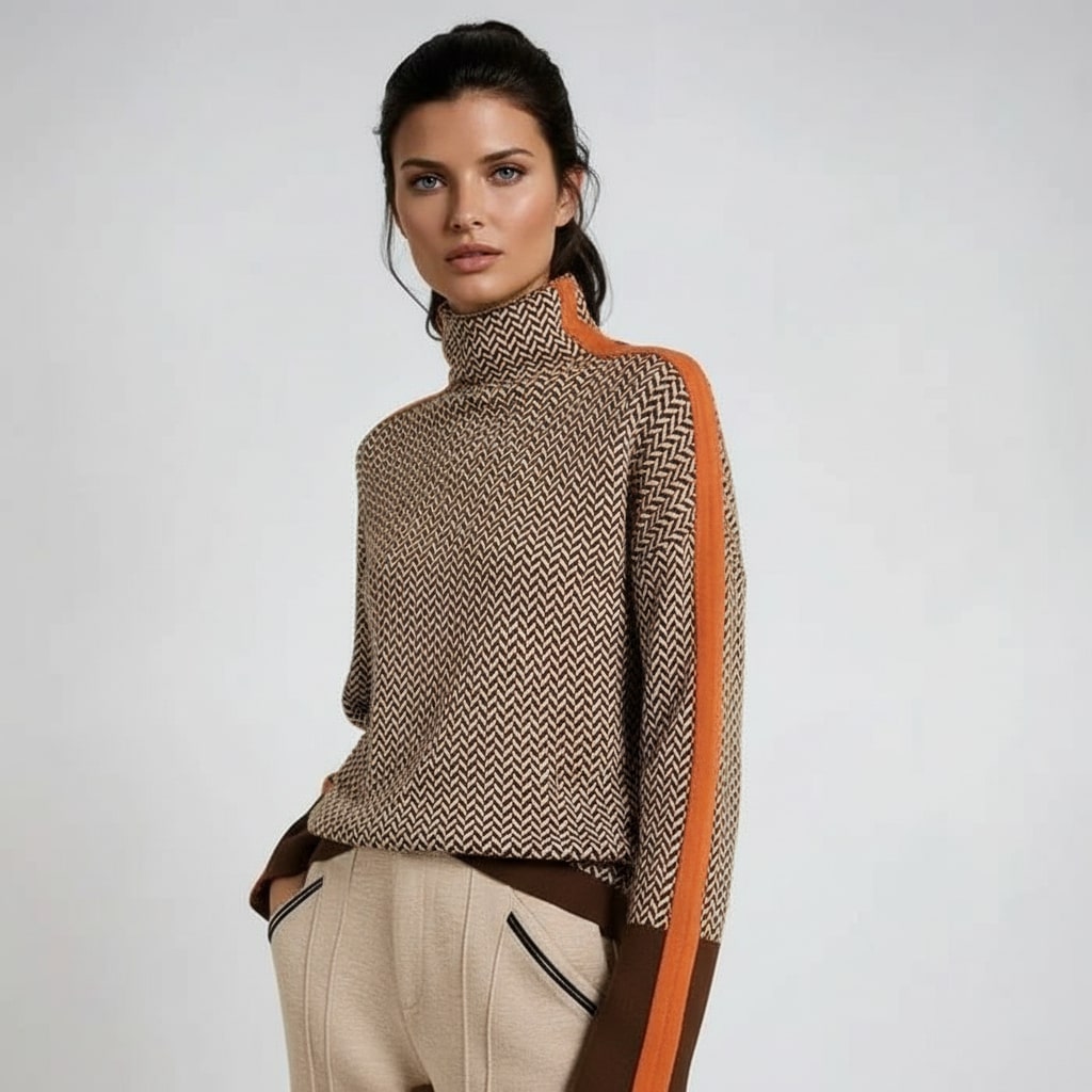 Elara | Turtleneck with Contrasting Stripes