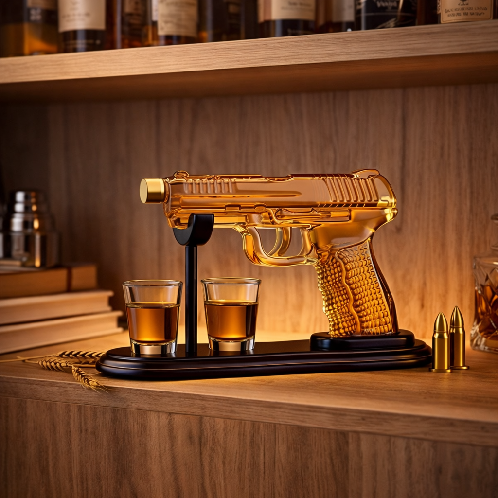 Whiskey Bottle – Gun Set Edition with Glasses