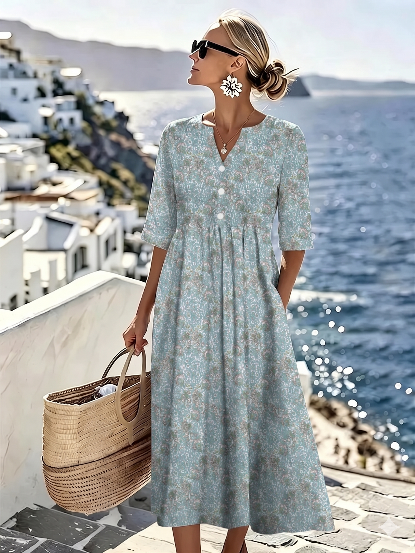 Elly™ | Summer Floral Midi Dress