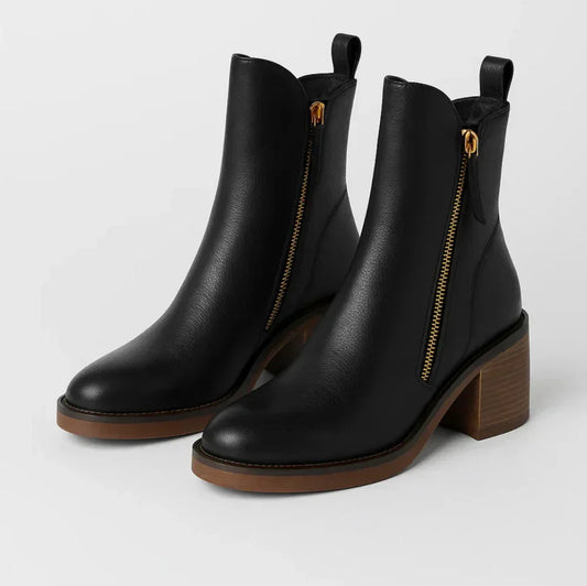 Gloria | Chic Leather Ankle Boots for Effortless Style