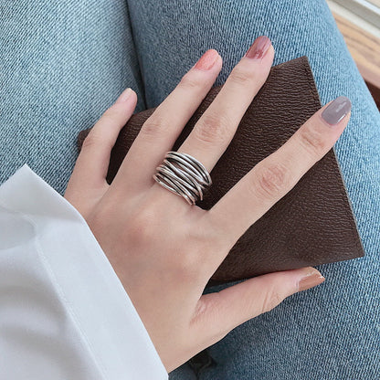 Adjustable Layered 925 Sterling Silver Ring