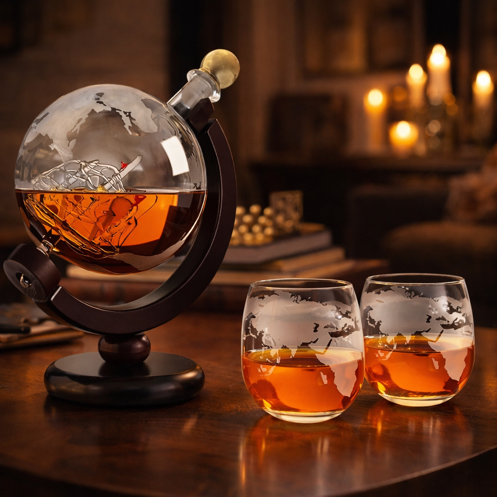 Whiskey Bottle - World Map Edition