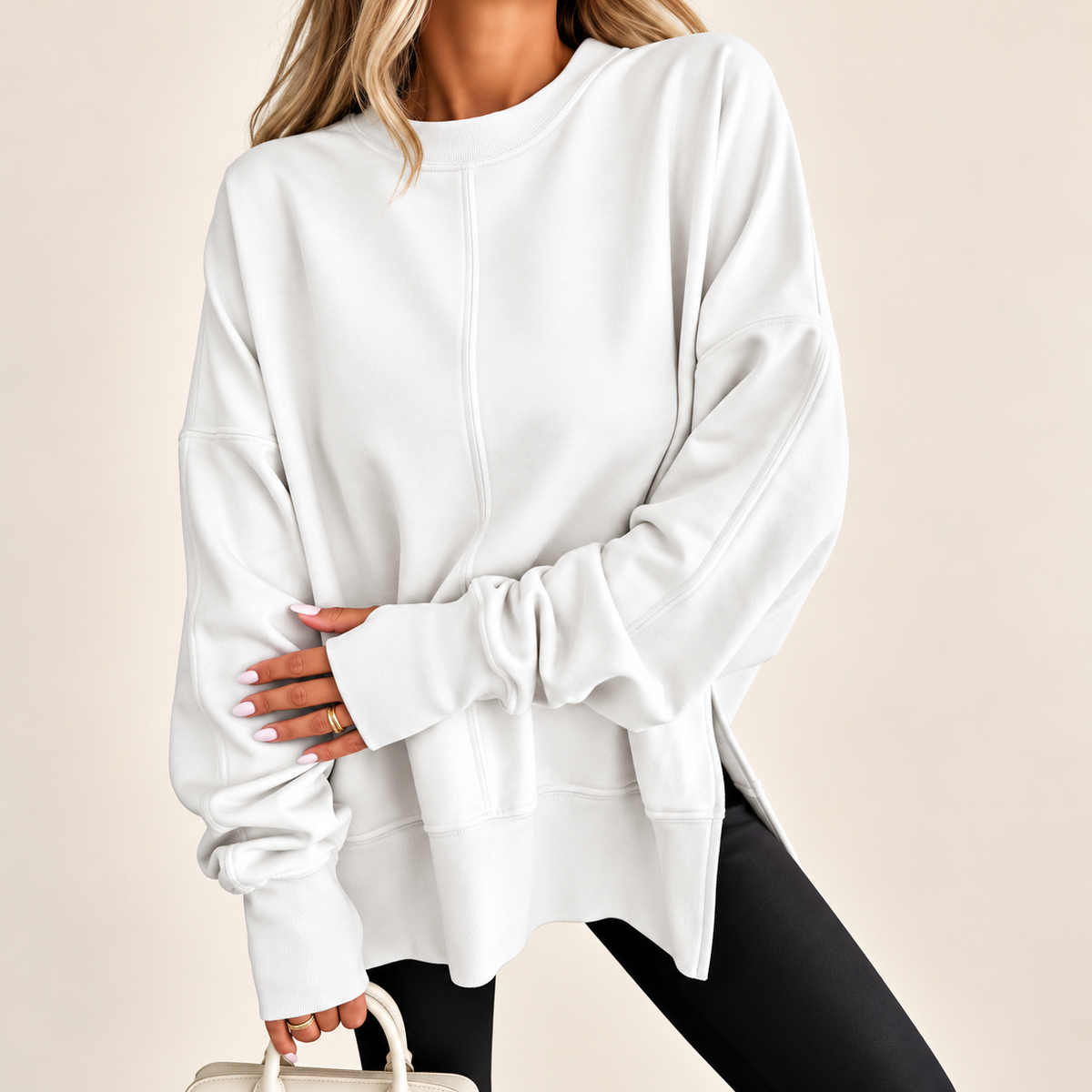 Sloane | Oversized Split-Hem Fleece Sweatshirt for Women