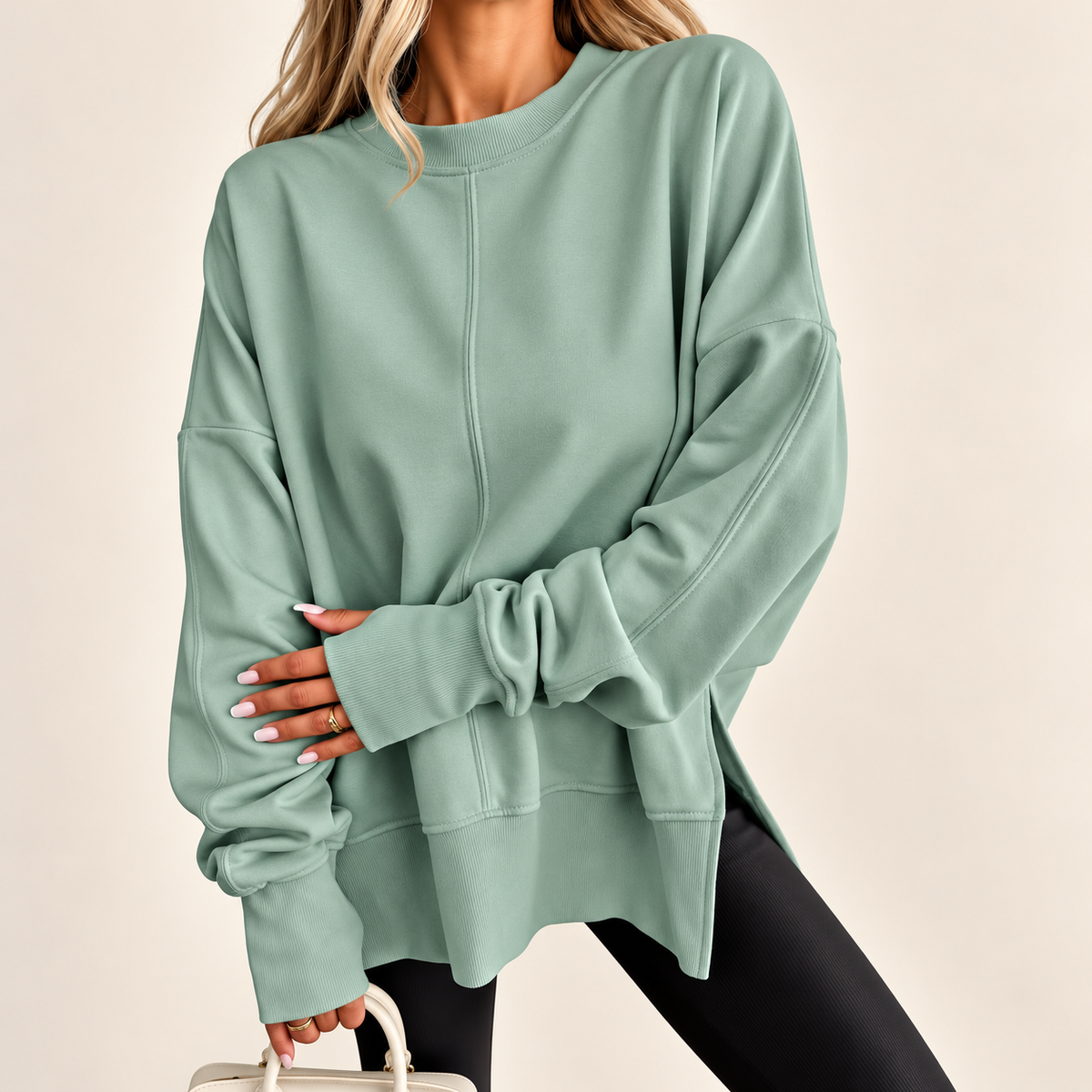 Sloane | Oversized Split-Hem Fleece Sweatshirt for Women