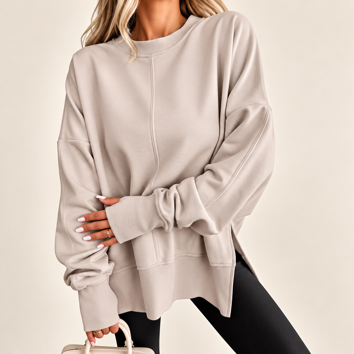 Sloane | Oversized Split-Hem Fleece Sweatshirt for Women