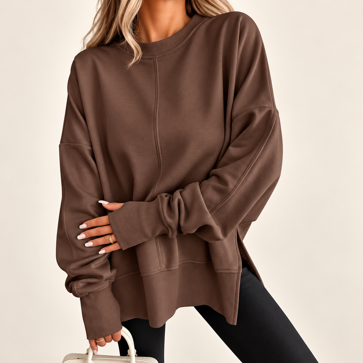 Sloane | Oversized Split-Hem Fleece Sweatshirt for Women