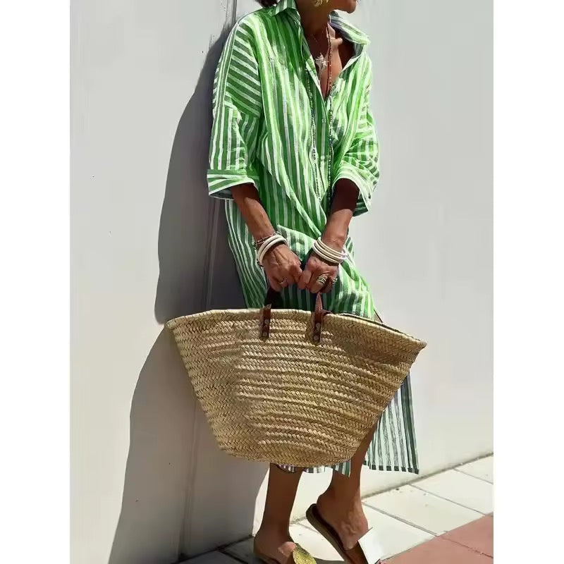 Skylar | Striped Dress with Shirt Design