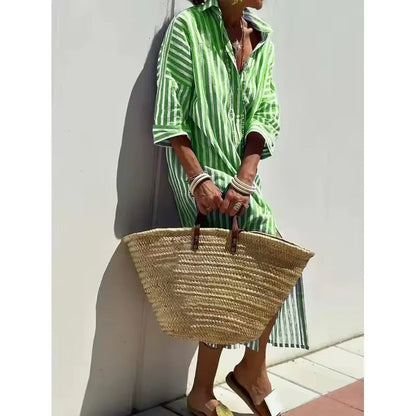 Skylar | Striped Dress with Shirt Design