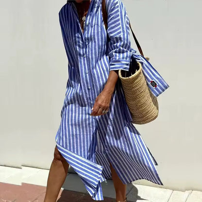 Skylar | Striped Dress with Shirt Design