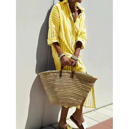 Skylar | Striped Dress with Shirt Design
