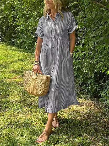 Ishka™ | Striped Shirt Dress