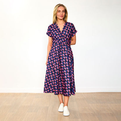 Kennedy - Flowy Navy Print Dress
